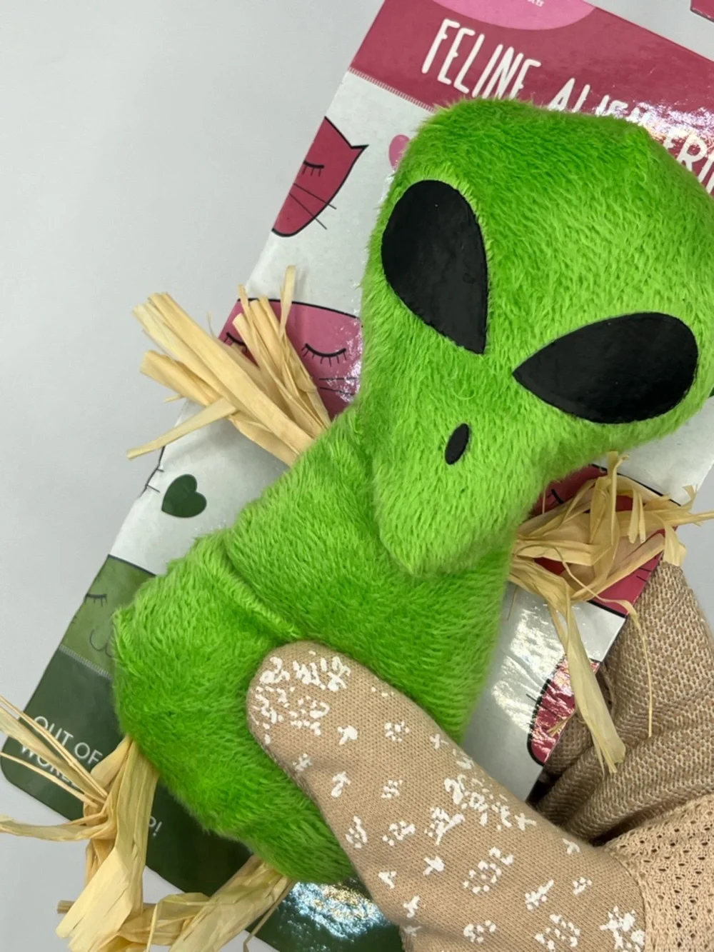 Green Alien Plush Cat Toy with Catnip